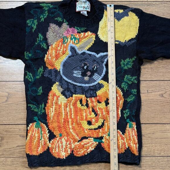 Vintage Crystal Kobe Halloween Fall Cat Sweater SZ M Deadstock READ - Picture 4 of 5